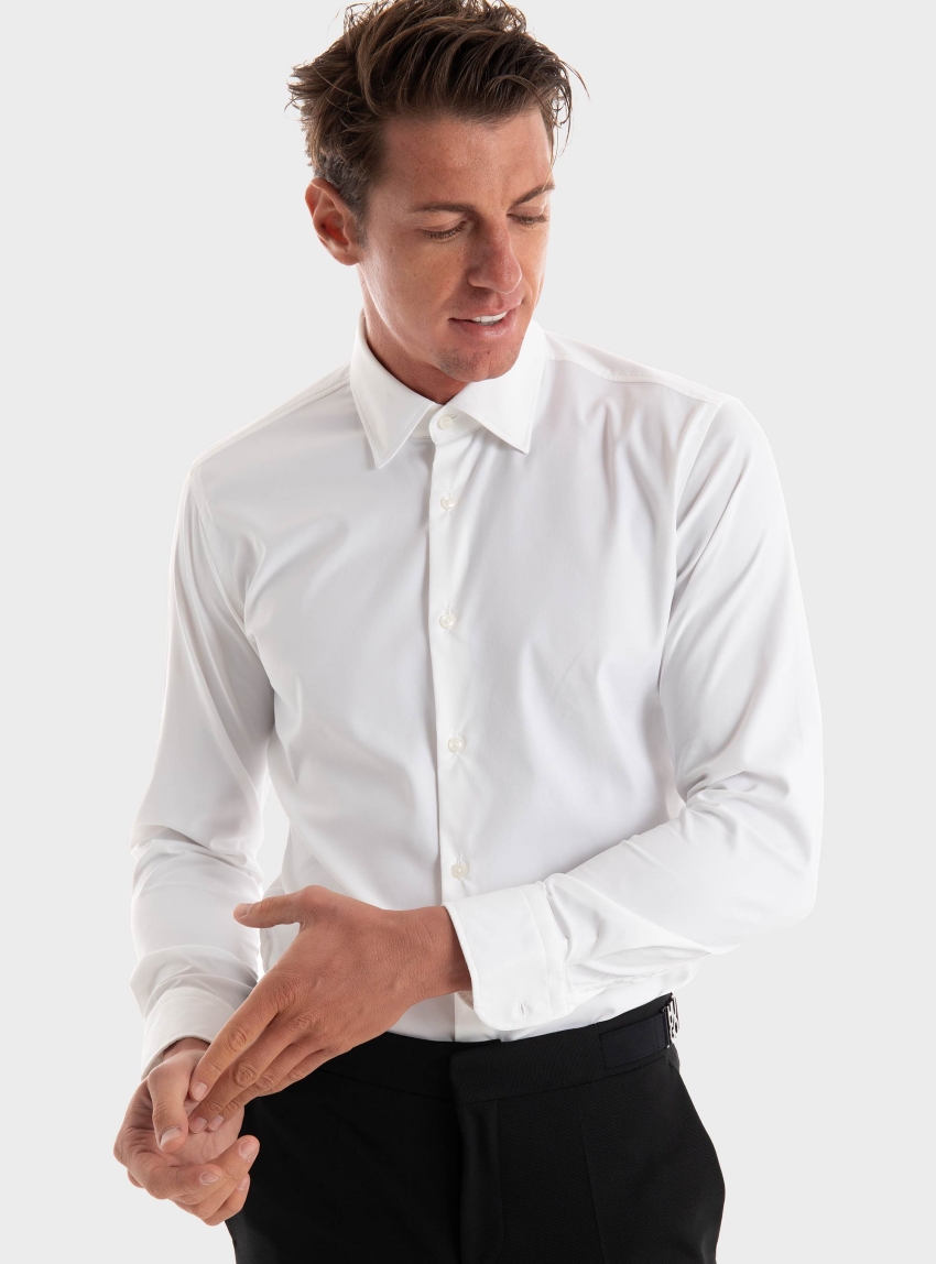BOSS Slim-Fit Shirt In Performance-Stretch Twill P-HANK-Kent-C1-222 - White