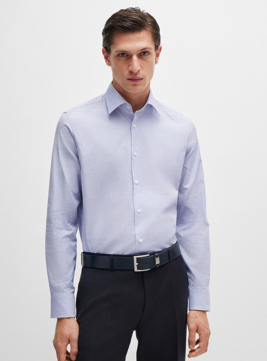 BOSS Regular Fit Easy Iron Shirt H-JOE-kent-C1-214 - Sky Blue