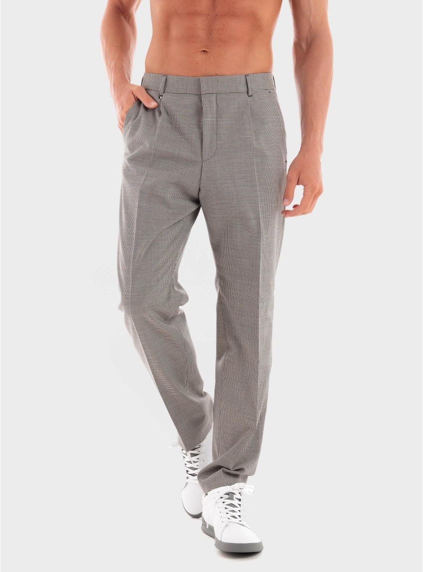 BOSS Relaxed Fit Houndstouth Trousers C-Peter-PL-243 - Black