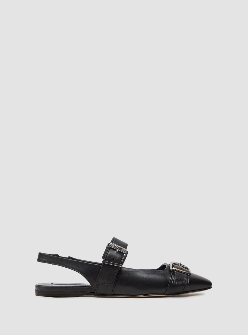Karl Lagerfeld Double Strap Flat Pumps - Black