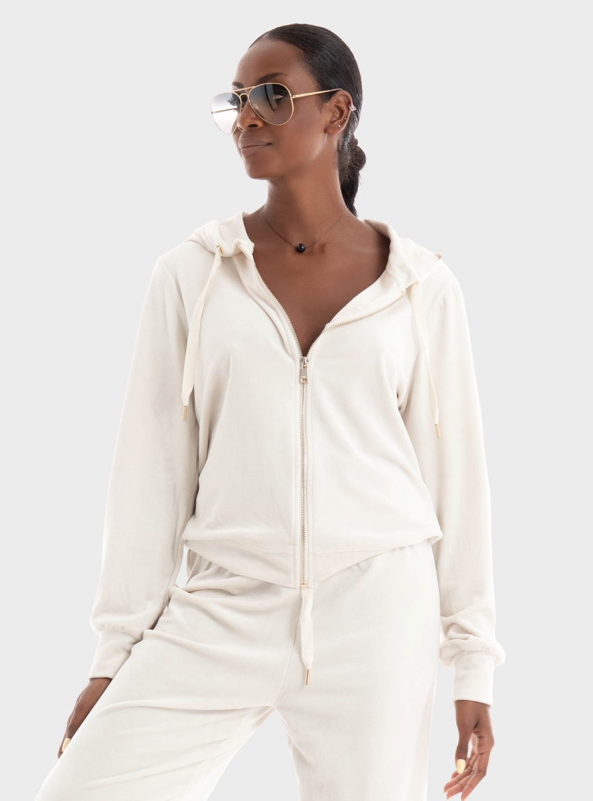 Only Rebel Zip String Hoodie - Ecru