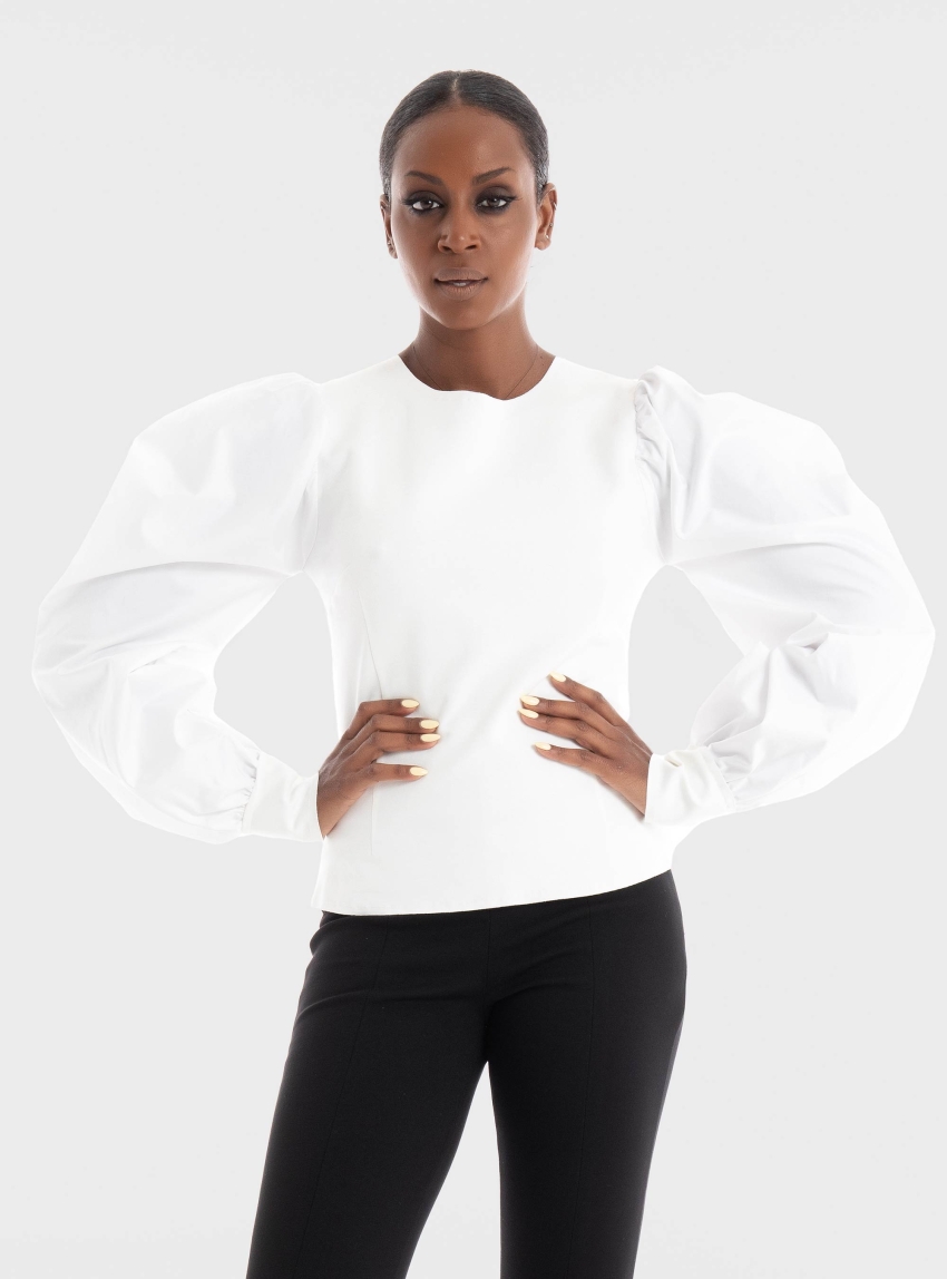 Ioanna Kourbela Dualism' Gathered Sleeves Top - Off White