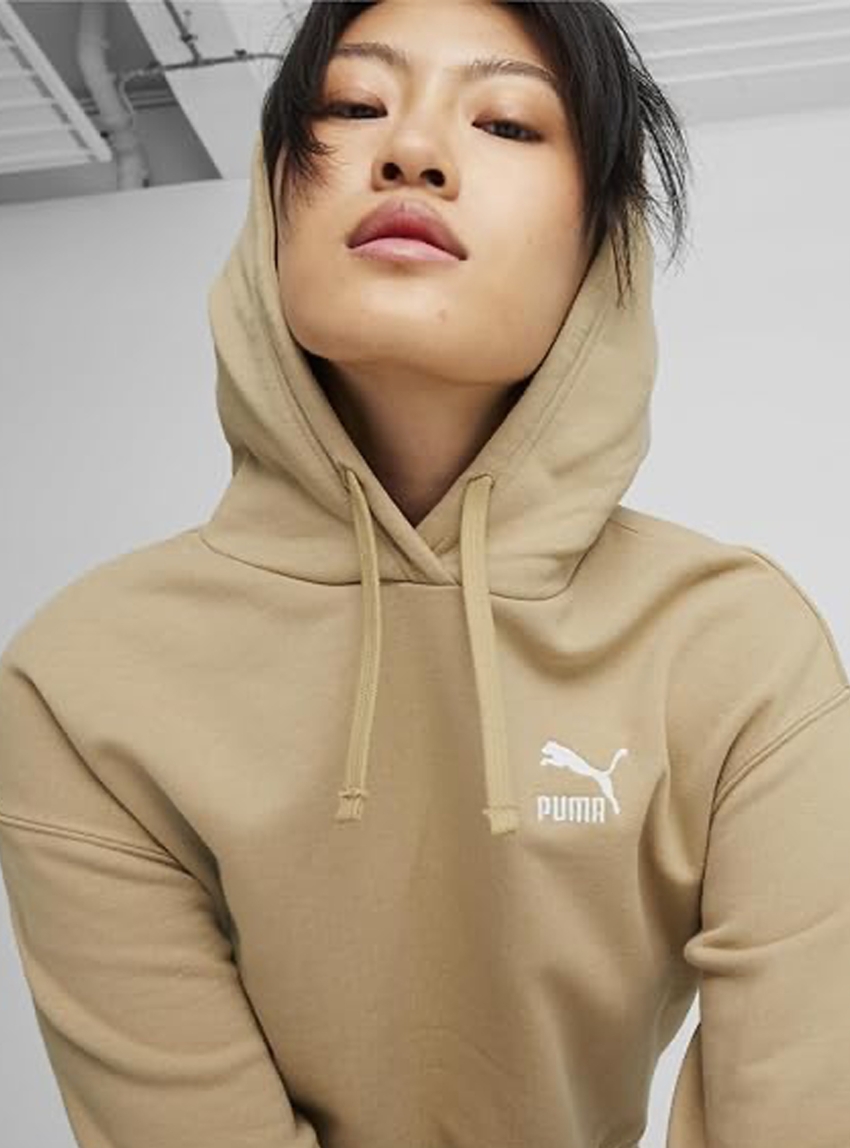 Puma Relaxed Cropped Hoodie - Beige