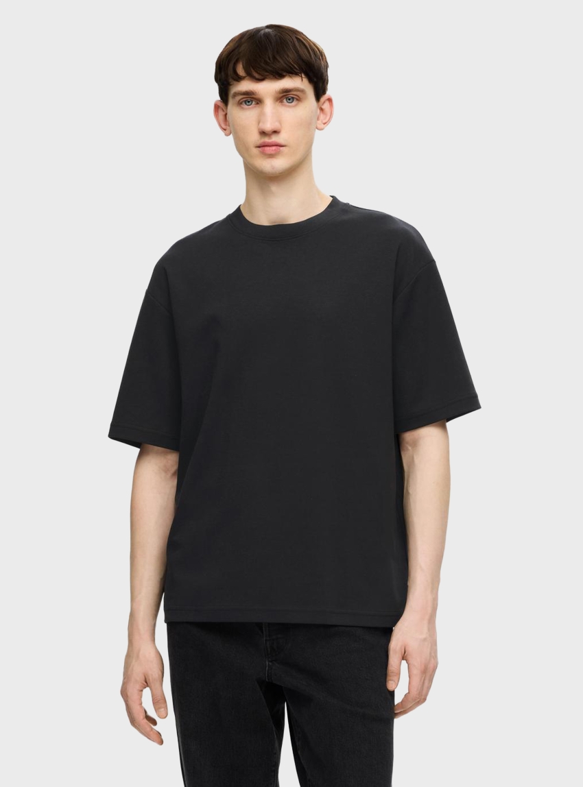 Selected Loose Oscar O-Neck Tee - Black