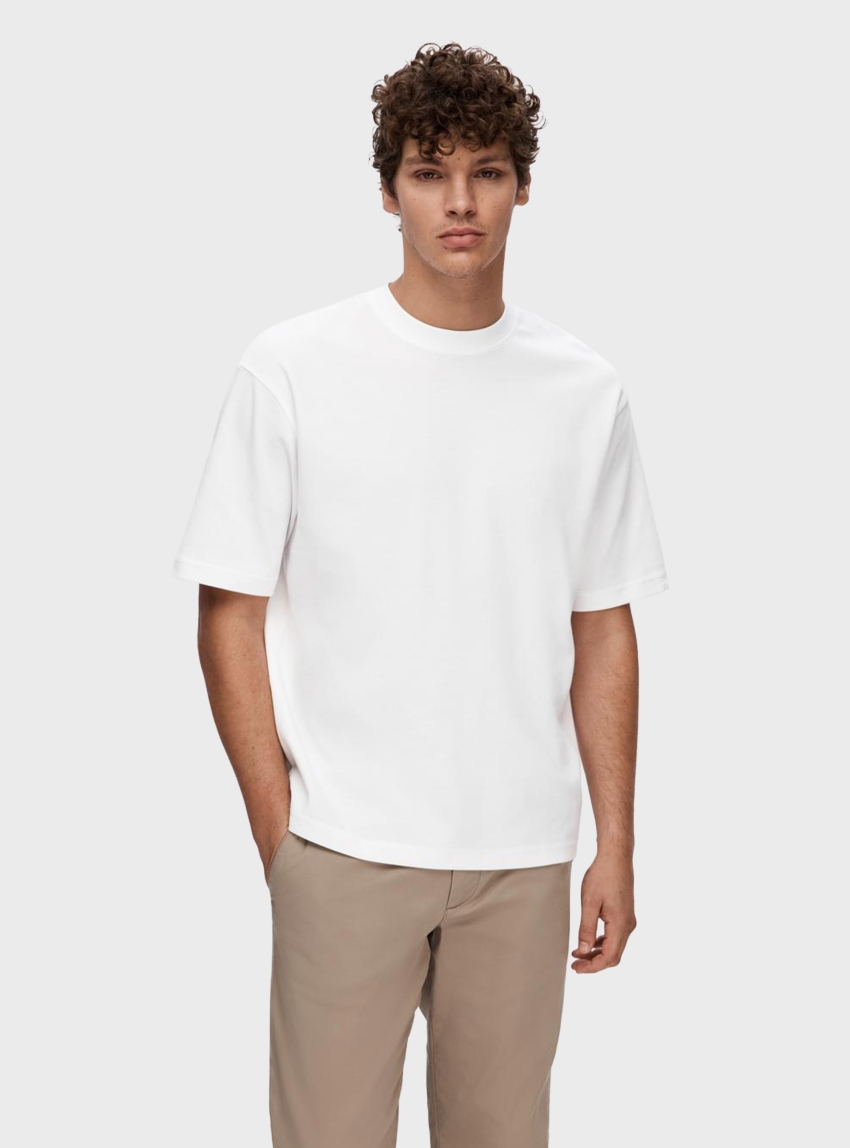Selected Loose Oscar O-Neck Tee - White