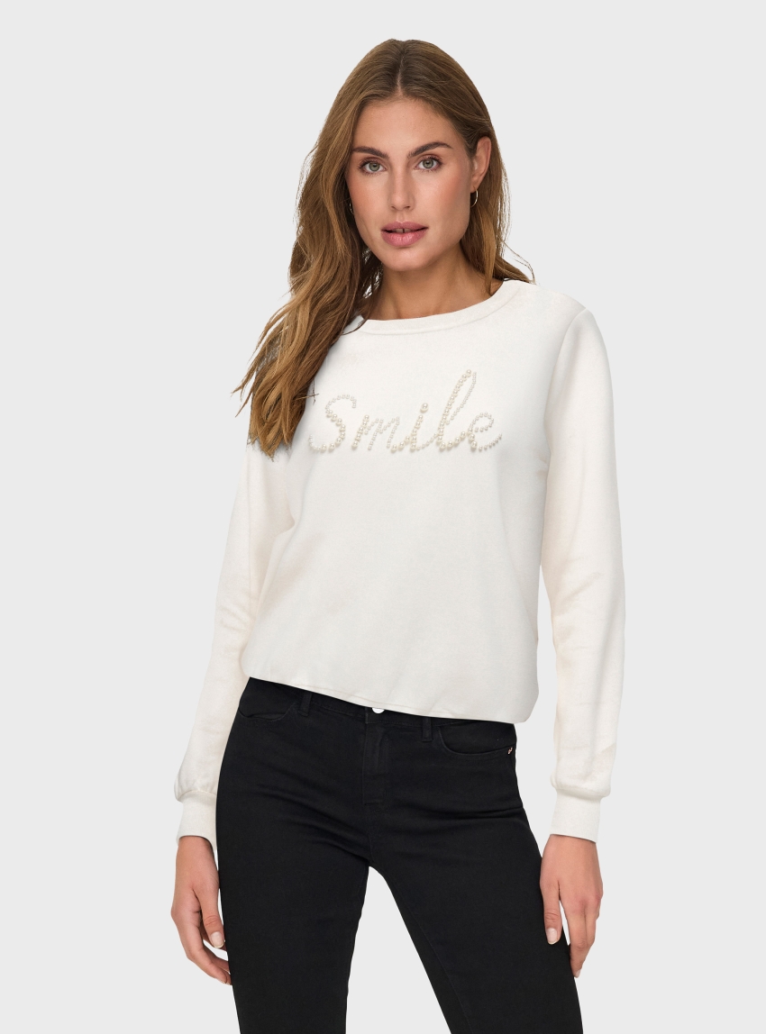 Only Amy O-Neck Pearl Sweater - White