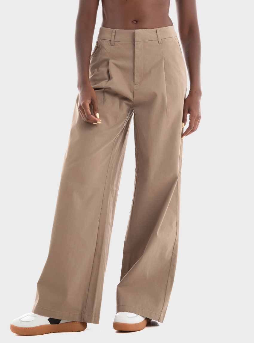 Only Stella High Waist Pleated Wide Pants - Light Brown