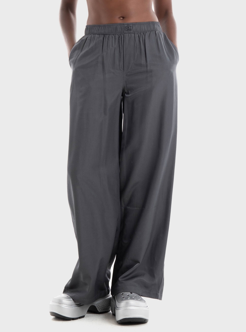 Only Amalie Mid Waist Wide Pants - Dark Grey
