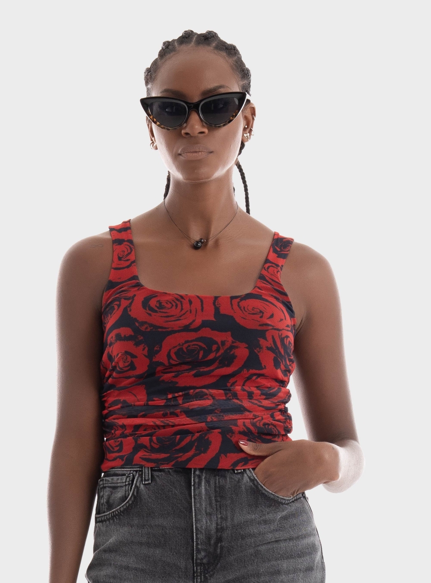 JJXX Rosa Saga Mesh Top - Red