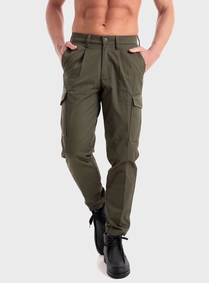Jack & Jones Bill Clean Tapered Cargo Pants - Dark Olive Green