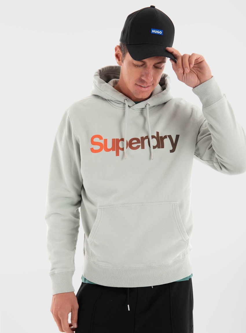 Superdry Core Logo Fade Loose Hoodie - Greenish Grey