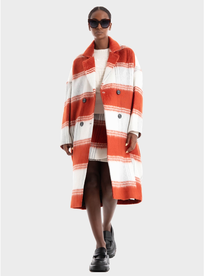 Ice Play Double Breasted Coat - Teracota