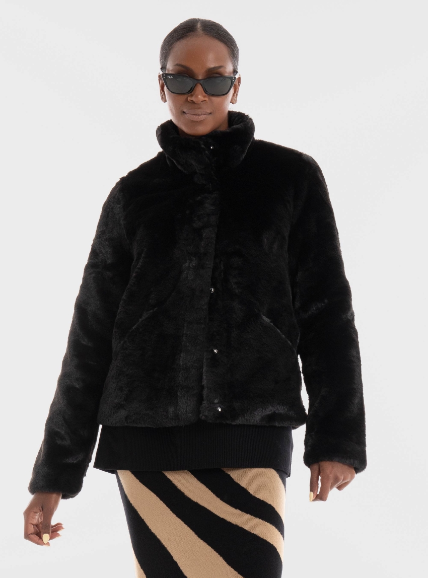 Only Newvida Faux Fur Jacket - Black