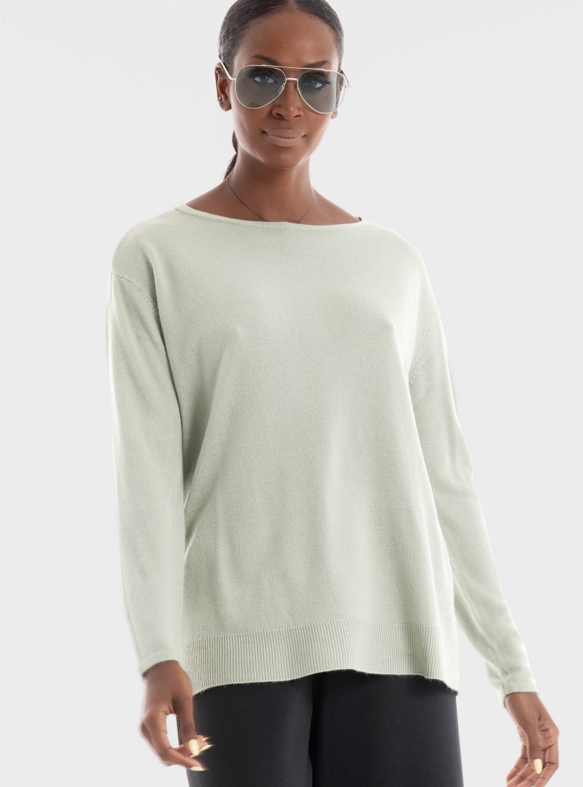 Only Sun Loose Boatneck Knit - Pale Green