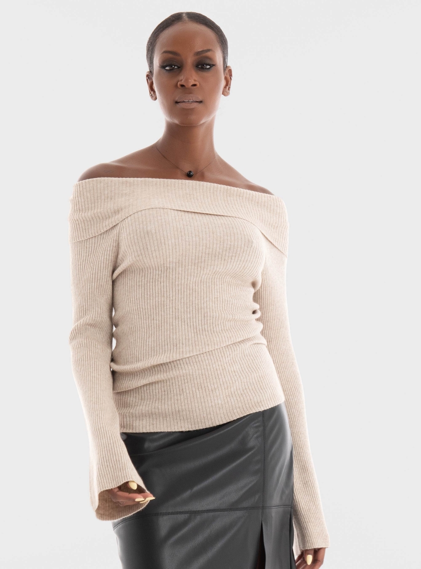Only Jayden Off Shoulder Knit - Beige
