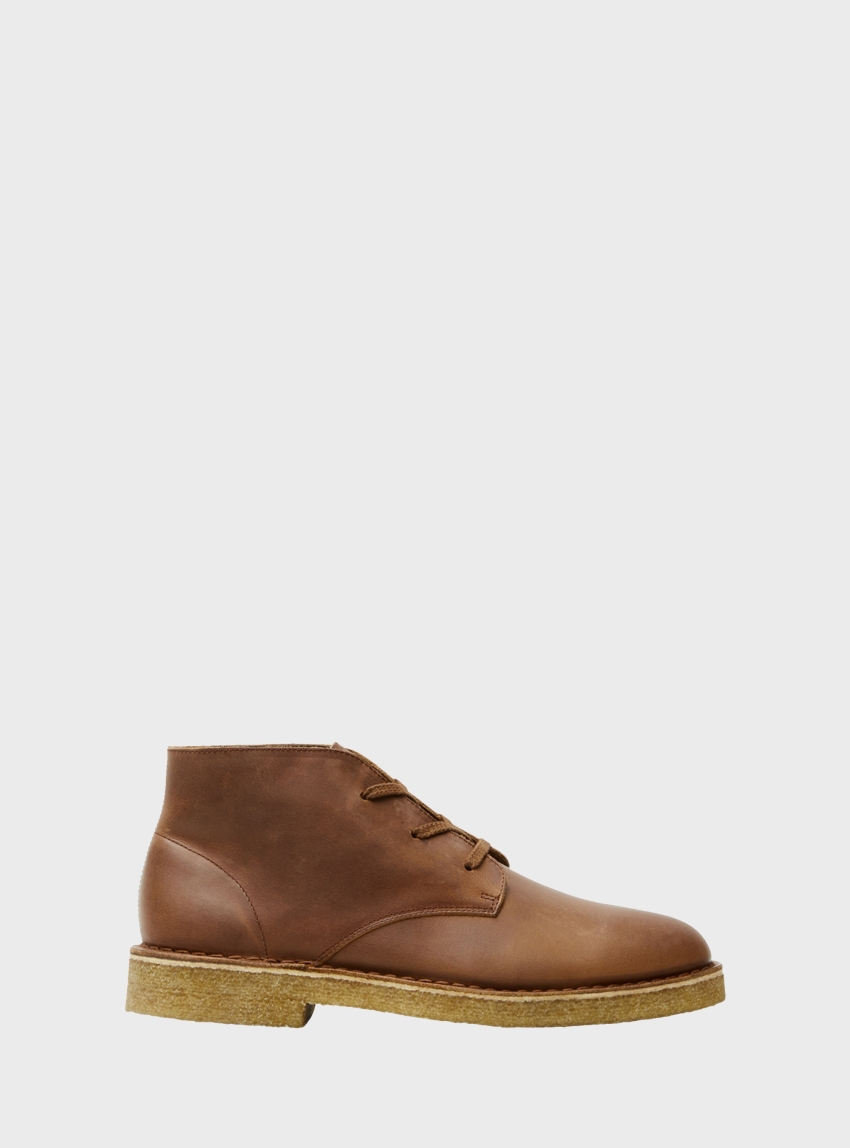 Selected Ricco Leather Chukka Boots - Light Brown