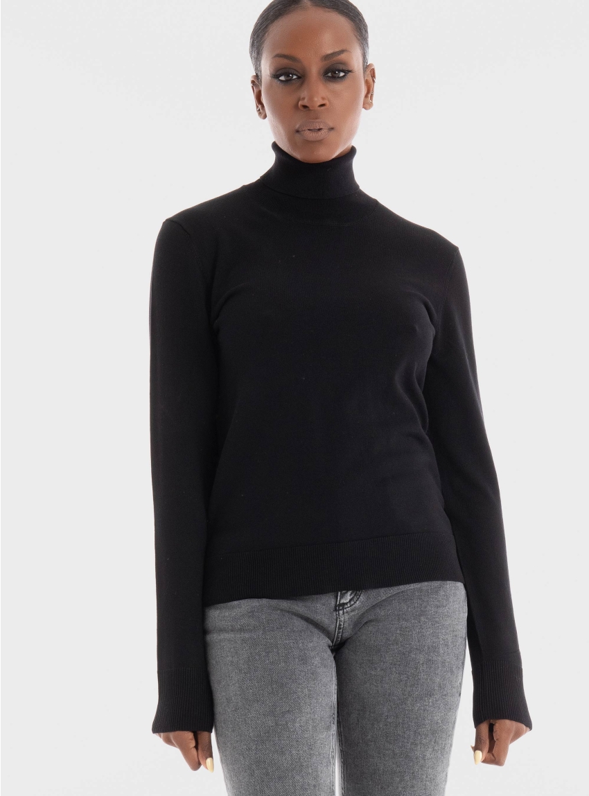 JJXX Ada Comfy Roll Neck Knit - Black