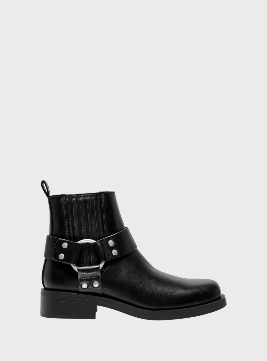 Only Bax-2 Pu Short Biker Boots - Black