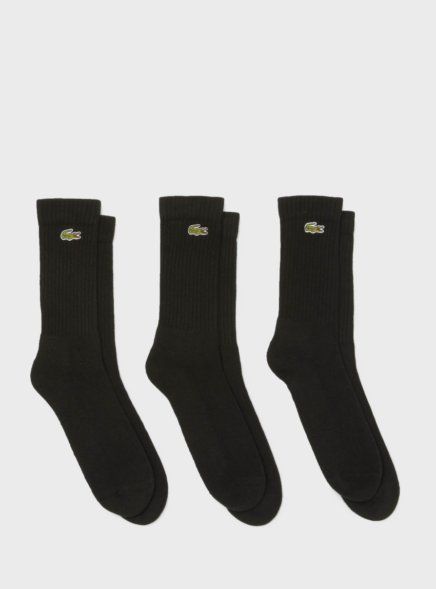 Lacoste Unisex SPORT High-Cut Socks 3-Pack - Black