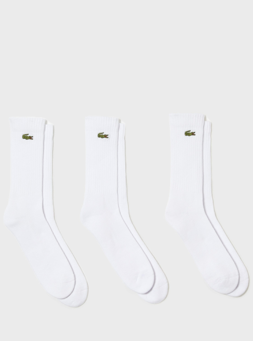 Lacoste Unisex SPORT High-Cut Socks 3-Pack - White