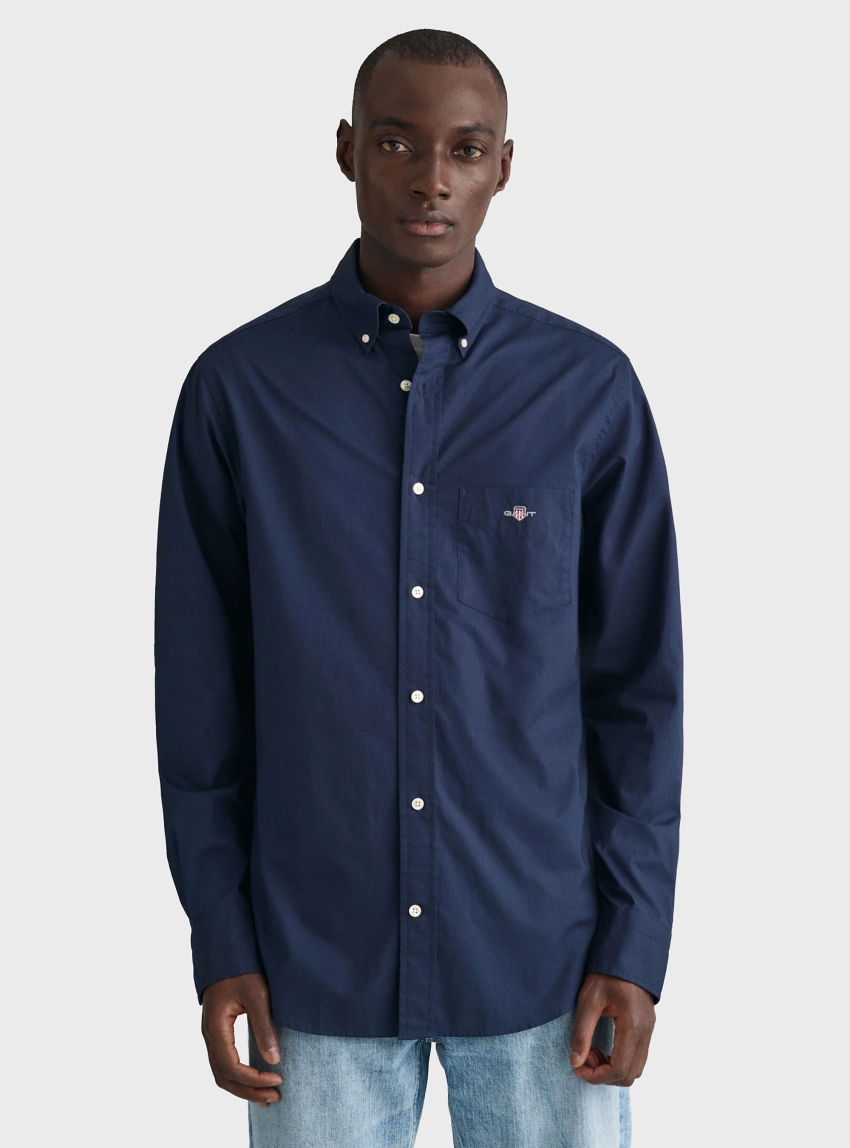 Gant Regular Fit Poplin Shirt - Navy