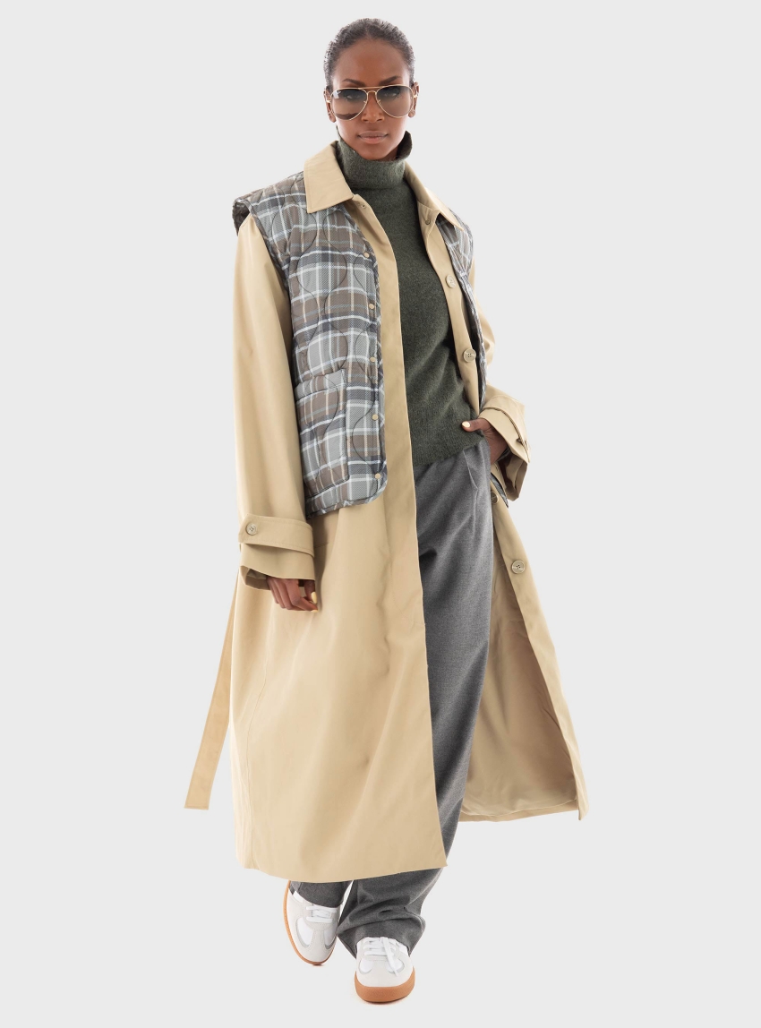Samsoe Samsoe Sarooney 2 In 1 Loose Fit Trenchcoat With Vest - Beige