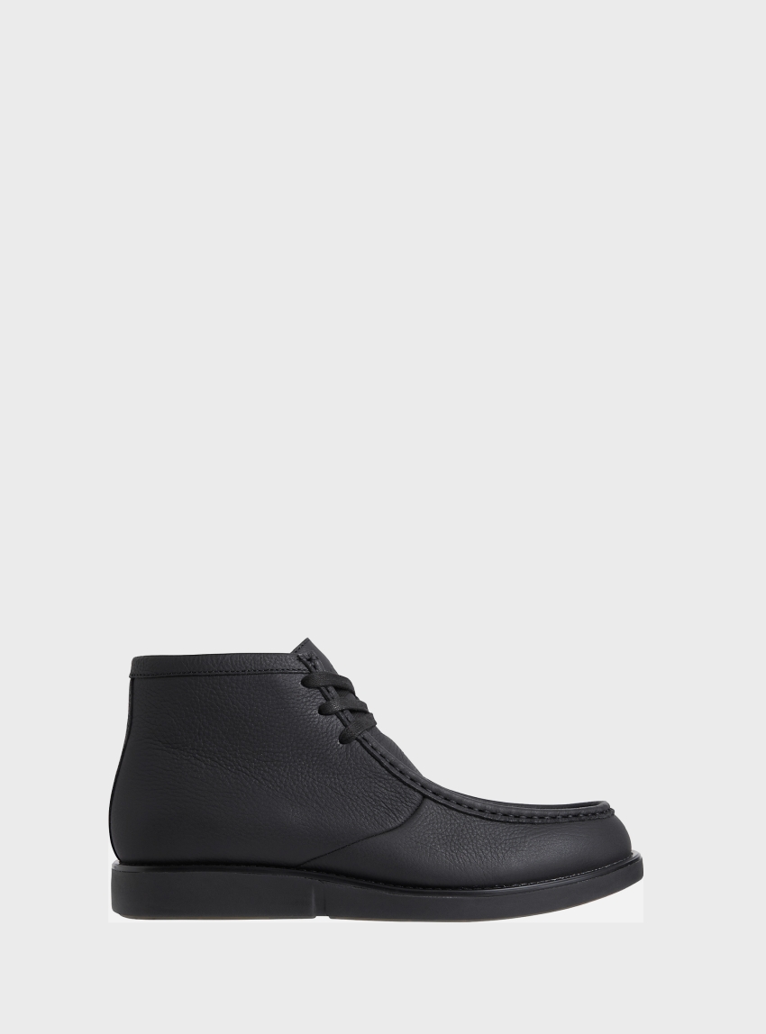 Calvin Klein Leather Apron Toe Boots - Black