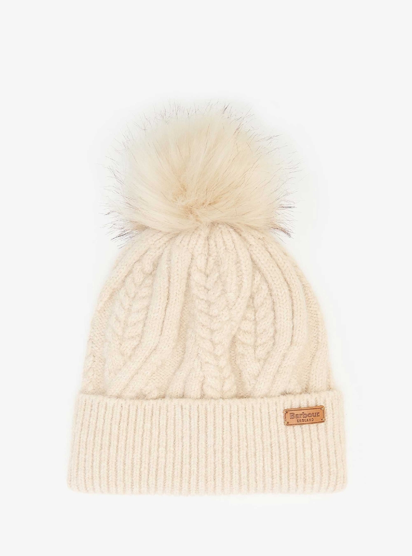Barbour Elsdon Cable-Knit Beanie - Ecru