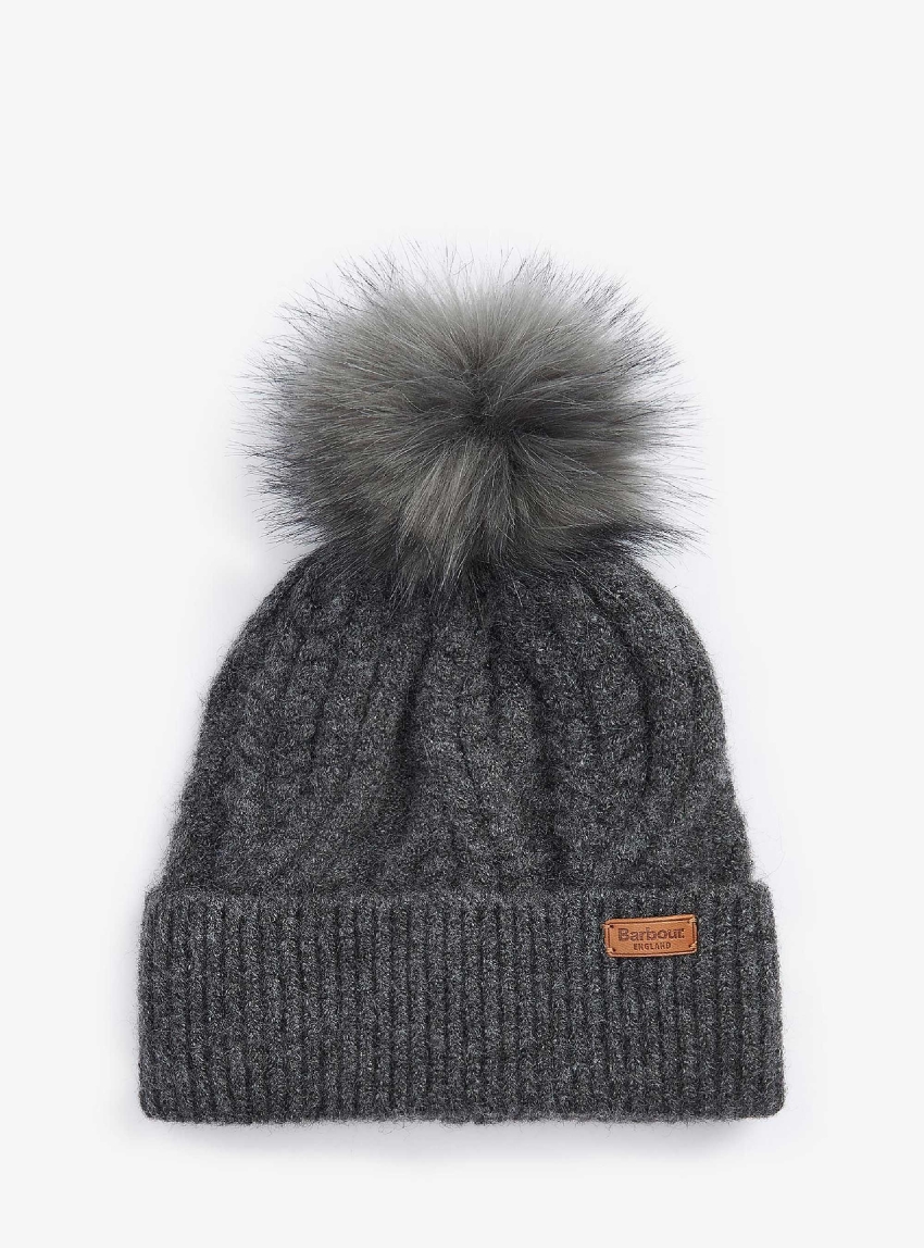 Barbour Elsdon Cable-Knit Beanie - Grey