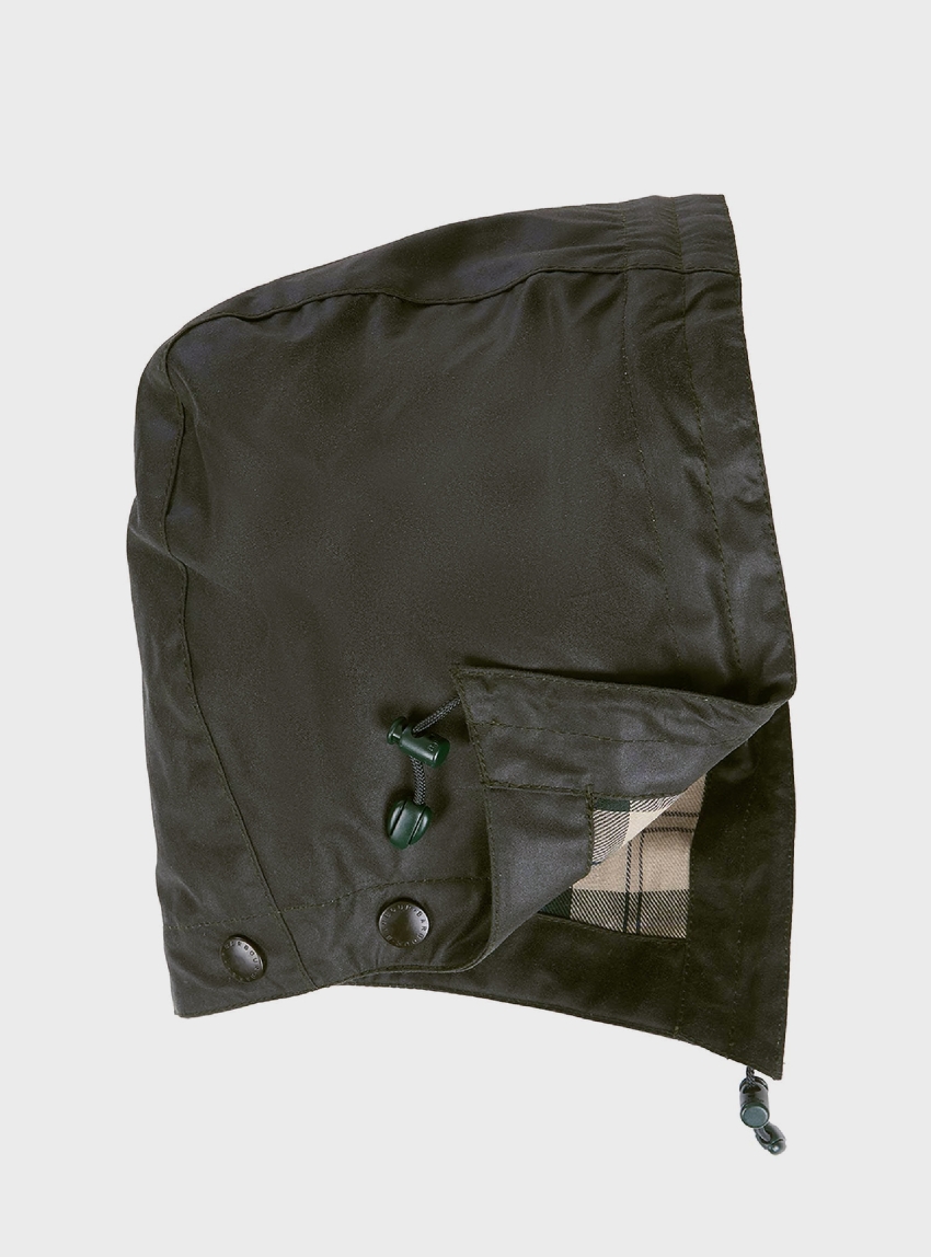 Barbour Waxed Cotton Hood - Dark Olive Green