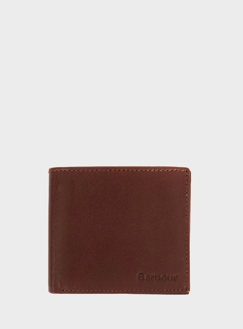 Barbour Colwell Leather Billfold Wallet - Brown