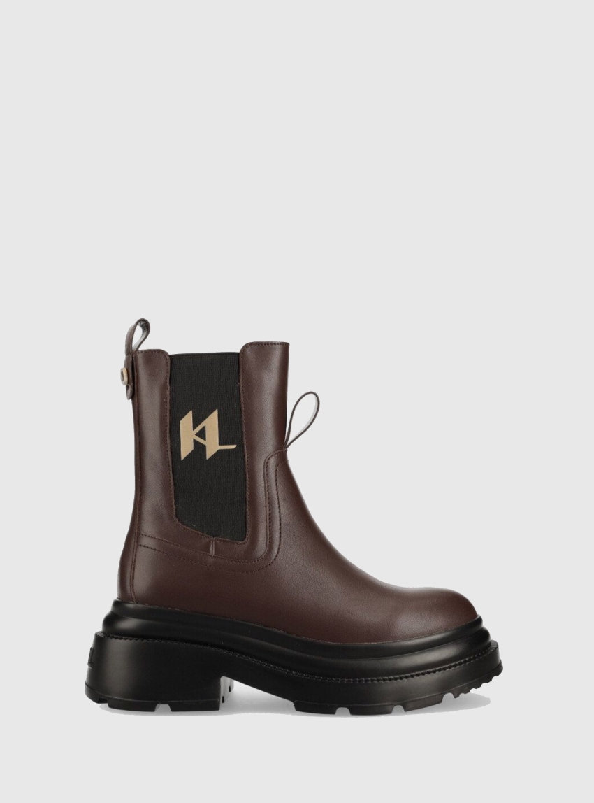 Karl Lagerfeld Midi Gore Mono Boots - Dark Brown