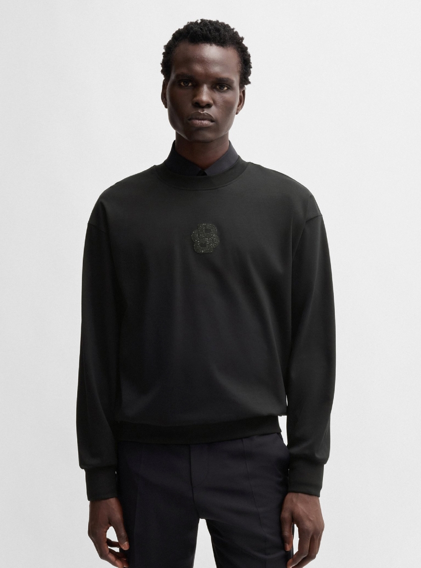 BOSS Double B Monogram Relaxed Fit Sweatshirt C-Soleri 1895_HC - Black