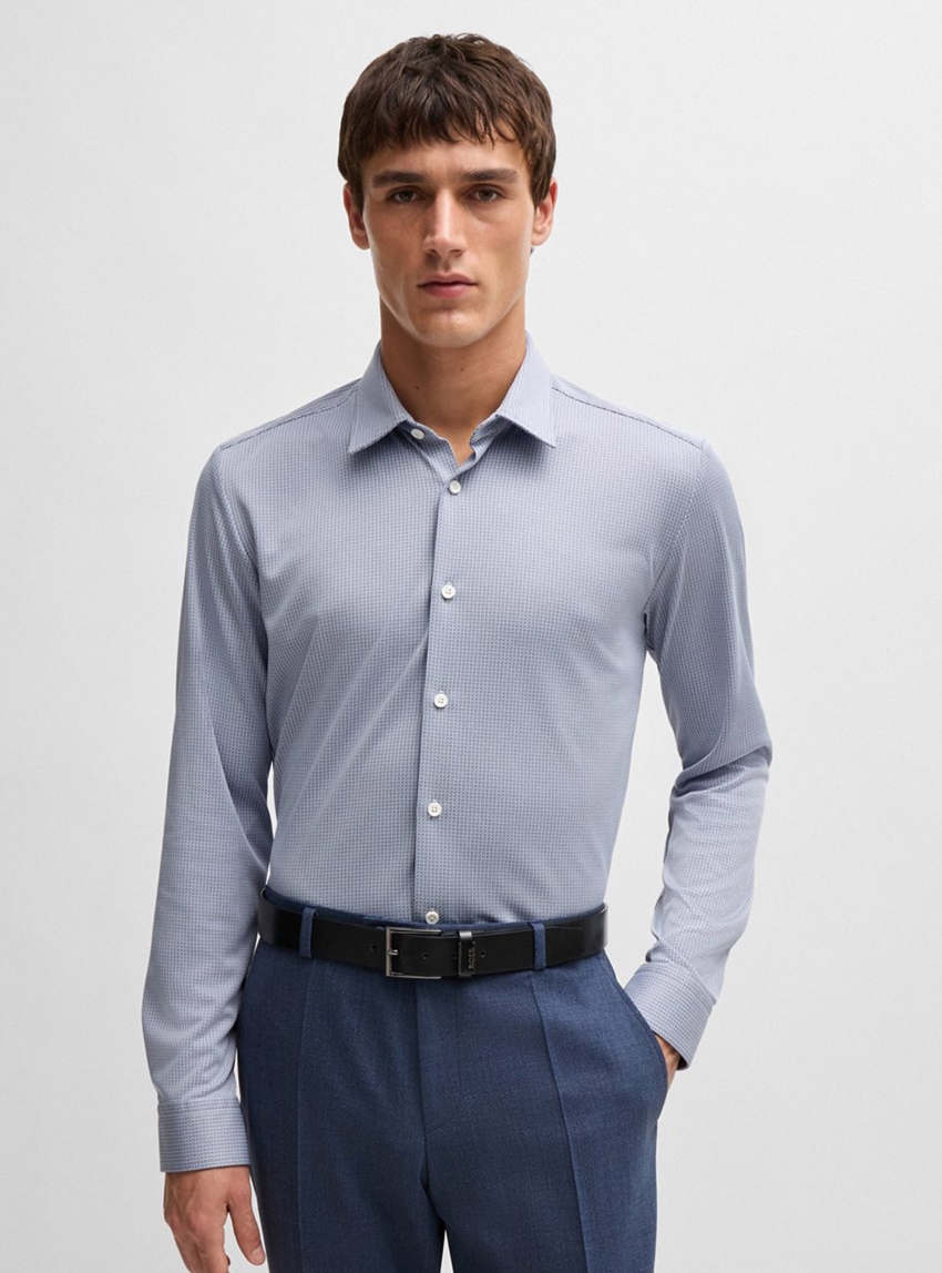 BOSS Slim Fit Shirt P-ROAN-kent-C1-233 - Navy