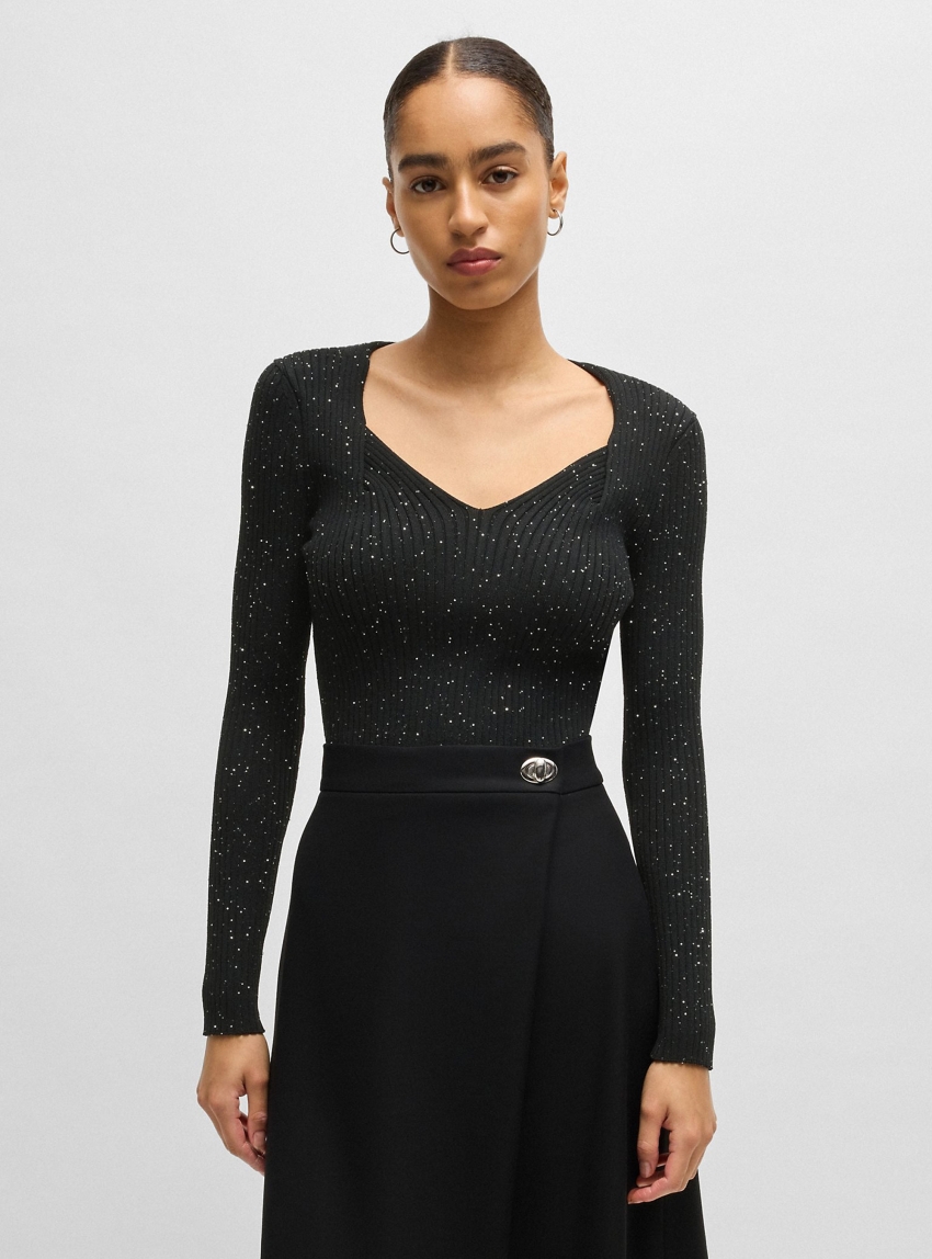 BOSS Sequined Knit Ferim - Black