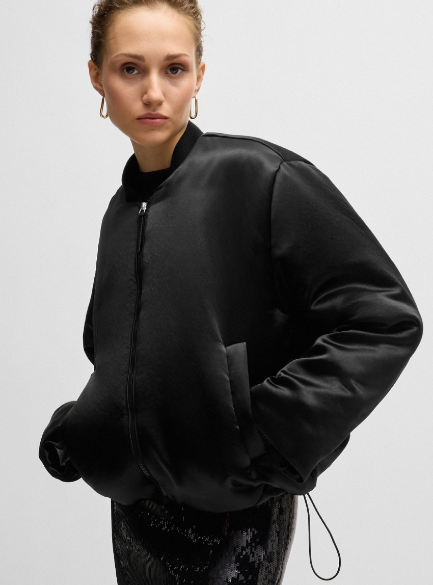 BOSS Padded Satin Bomber Jacket Pagori - Black
