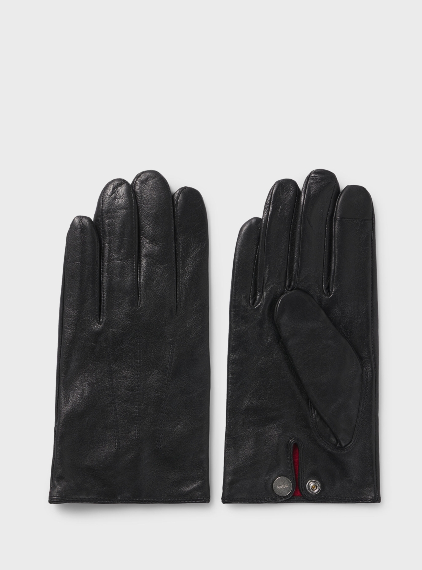 HUGO Leather Gloves Jaan - Black