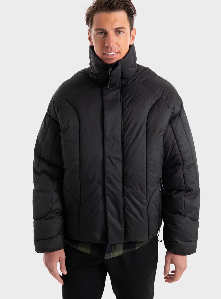 Jack & Jones Jcoouter Stand Collar Puffer Jacket - Black