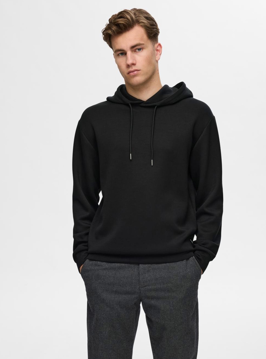Selected Emanuel Soft Hood Sweat Noos - Black