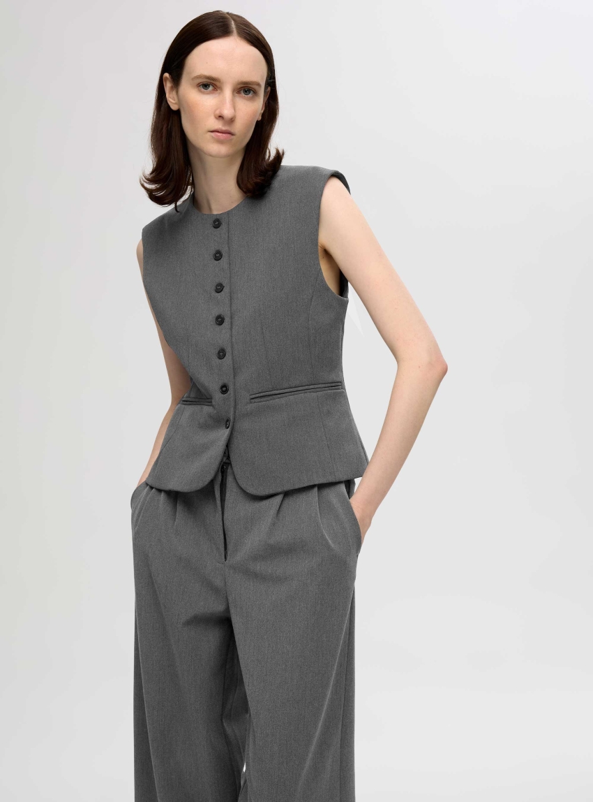 Selected Piya Fitted Vest - Dark Grey