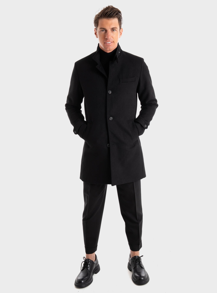 Jack & Jones Melton Wool Coat - Black
