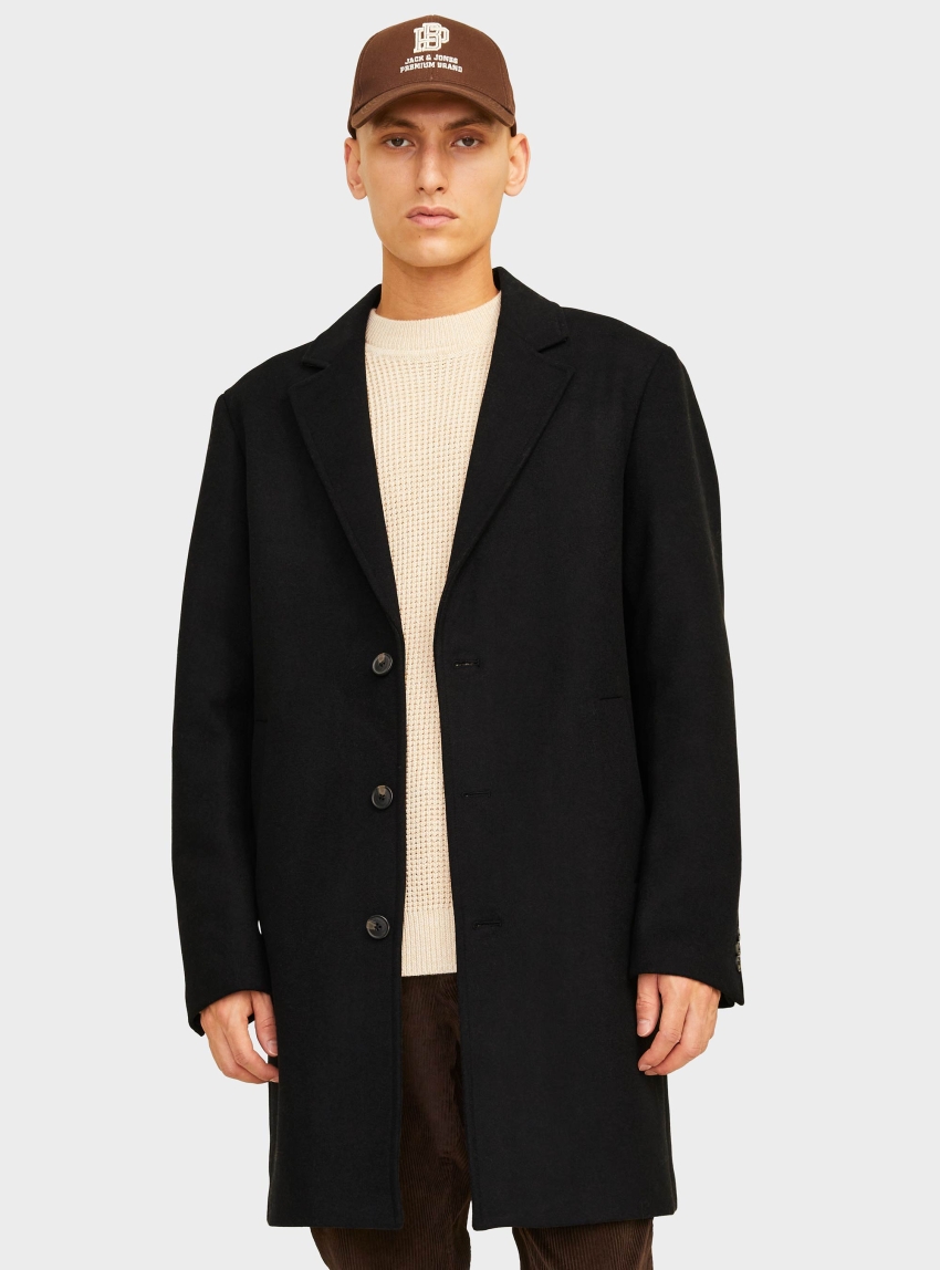 Jack & Jones Harrison Wool Coat - Black