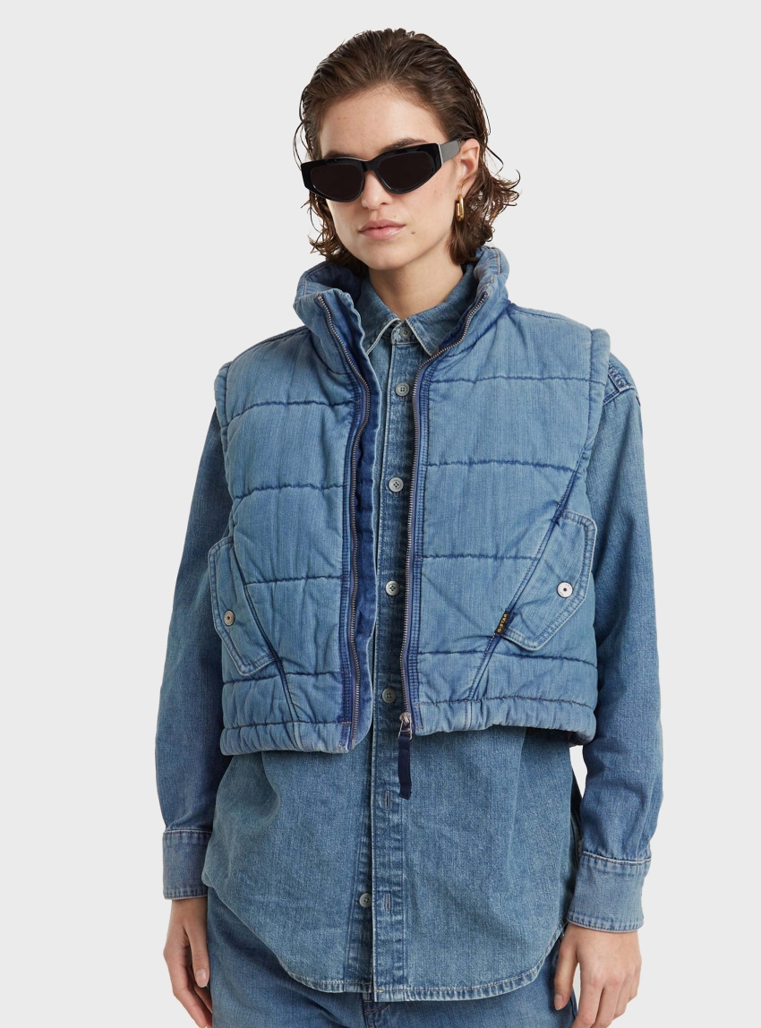 G-Star Padded Mae Vest - Medium Aged Denim