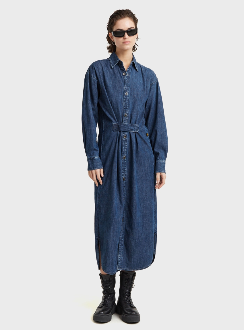 G-Star Long Tab Shirt Dress - Medium Aged Denim