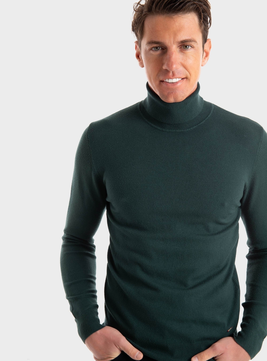 Gianni Lupo Roll Neck Knit - Dark Green