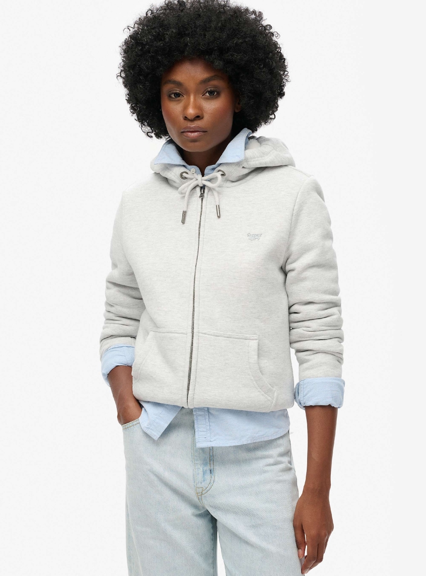 Superdry  Borg Lined Zip Hoodie - Grey Melange