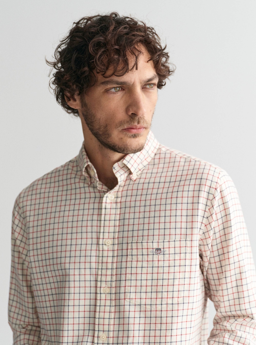 Gant Regular Fit Tattersall Jaspé Shirt - Camel