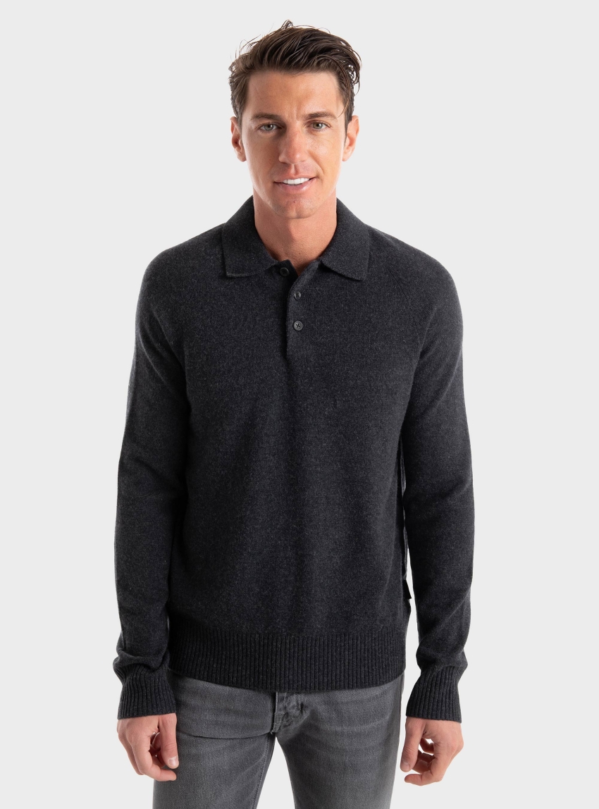 Calvin Klein Luxury Wool Polo - Black