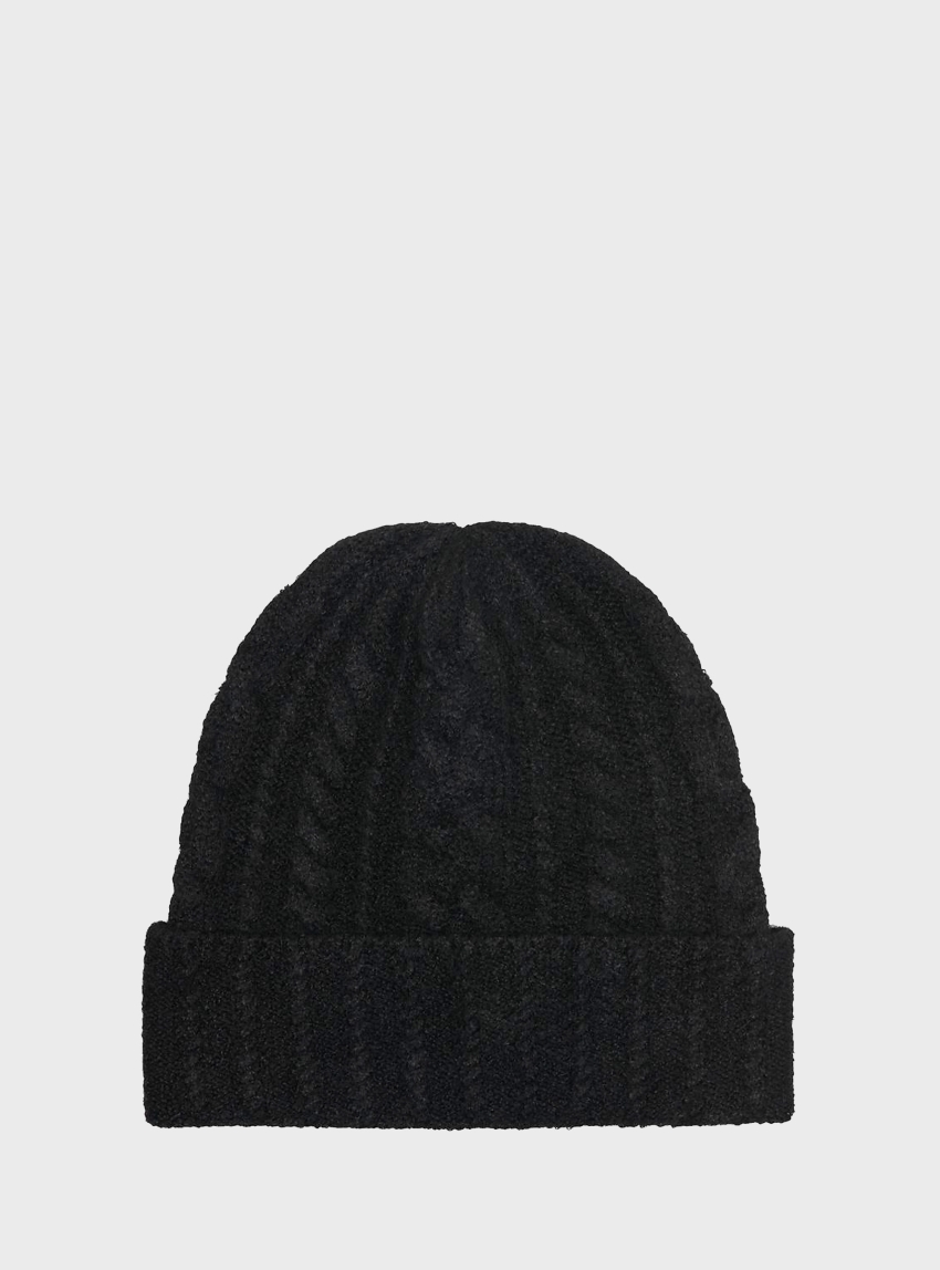 Only Sally Life Cable Lurex Knit Beanie - Black