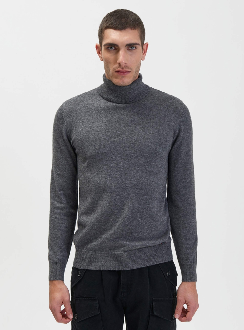 Gianni Lupo Roll Neck Knit - Grey